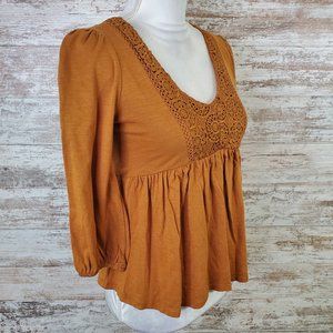 Derek Heart Round Neck Long Sleeve Baby Doll Top Size Multiple